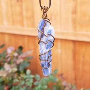 Raw Blue Kyanite Hand Wrapped Crystal Necklace